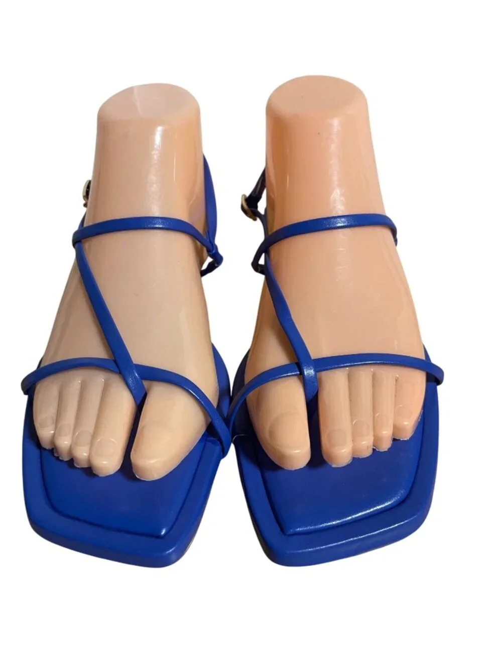 Joie Womens Glory Sandals Sizee 6.5 Blue Square Toe Strappy Flats Summer Resort - Picture 1 of 11